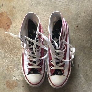 American Flag Print Converse Hi Tops